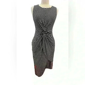 Soma double lined striped pullover asymmetrical jersey twist waist dress